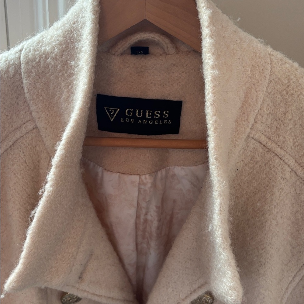 Guess Women's Off-White Double Breasted Pea Coat, Size L - Picture 2 of 10